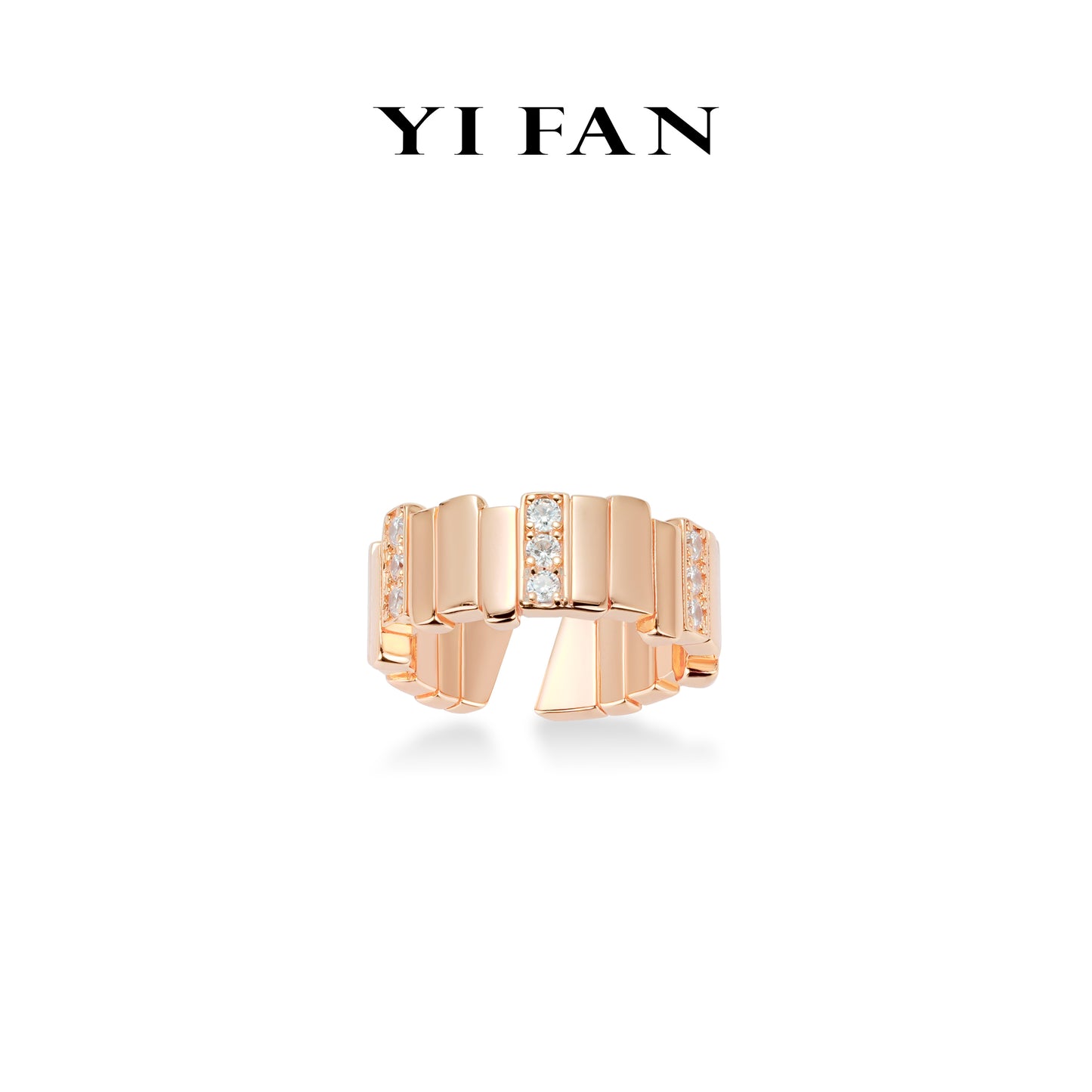 Rose-gold Fever collection: Modern "Irregular Matrix" unique Wide Open Ring (Unisex)