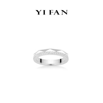 Minimalist collection: Modern "Dazzling Rhombus Vein" CNC Ring Band