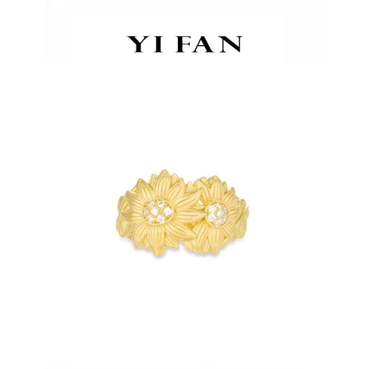 Golden time collection: Modern Brushed “Dazzling Daisy” detailed Golden-arm Ring