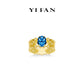 Sapphire color collection: "Vibrant Blue Golden Lace" Wide band Ring