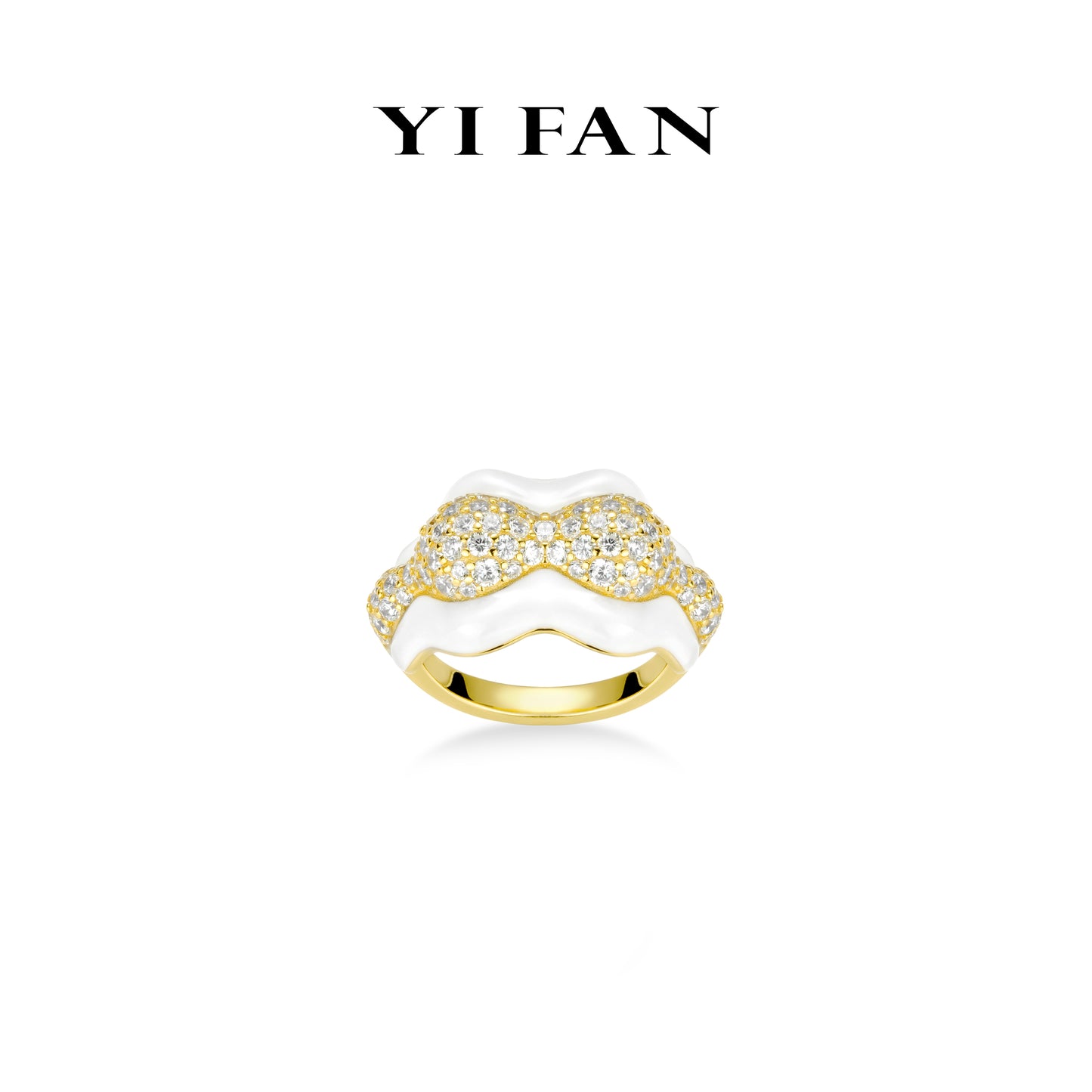 Welfare Exclusive Regal Versatility Collection: Golden "Ocean Wave foam Sparkle" exquisite Ring