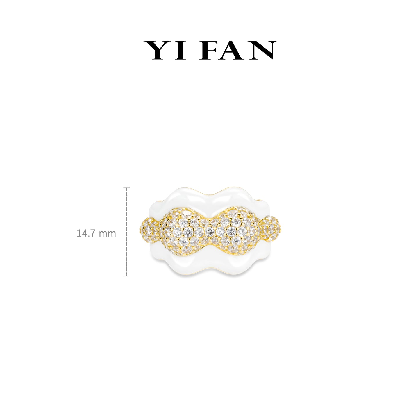 Welfare Exclusive Regal Versatility Collection: Golden "Ocean Wave foam Sparkle" exquisite Ring