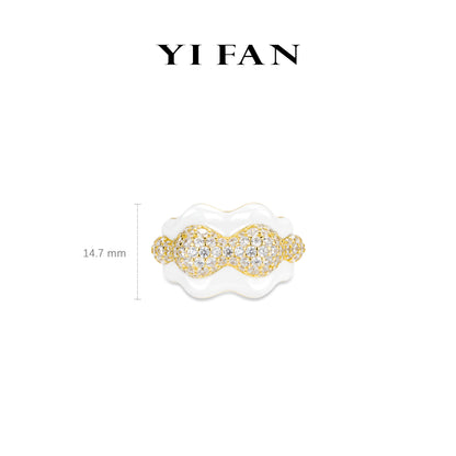 Welfare Exclusive Regal Versatility Collection: Golden "Ocean Wave foam Sparkle" exquisite Ring
