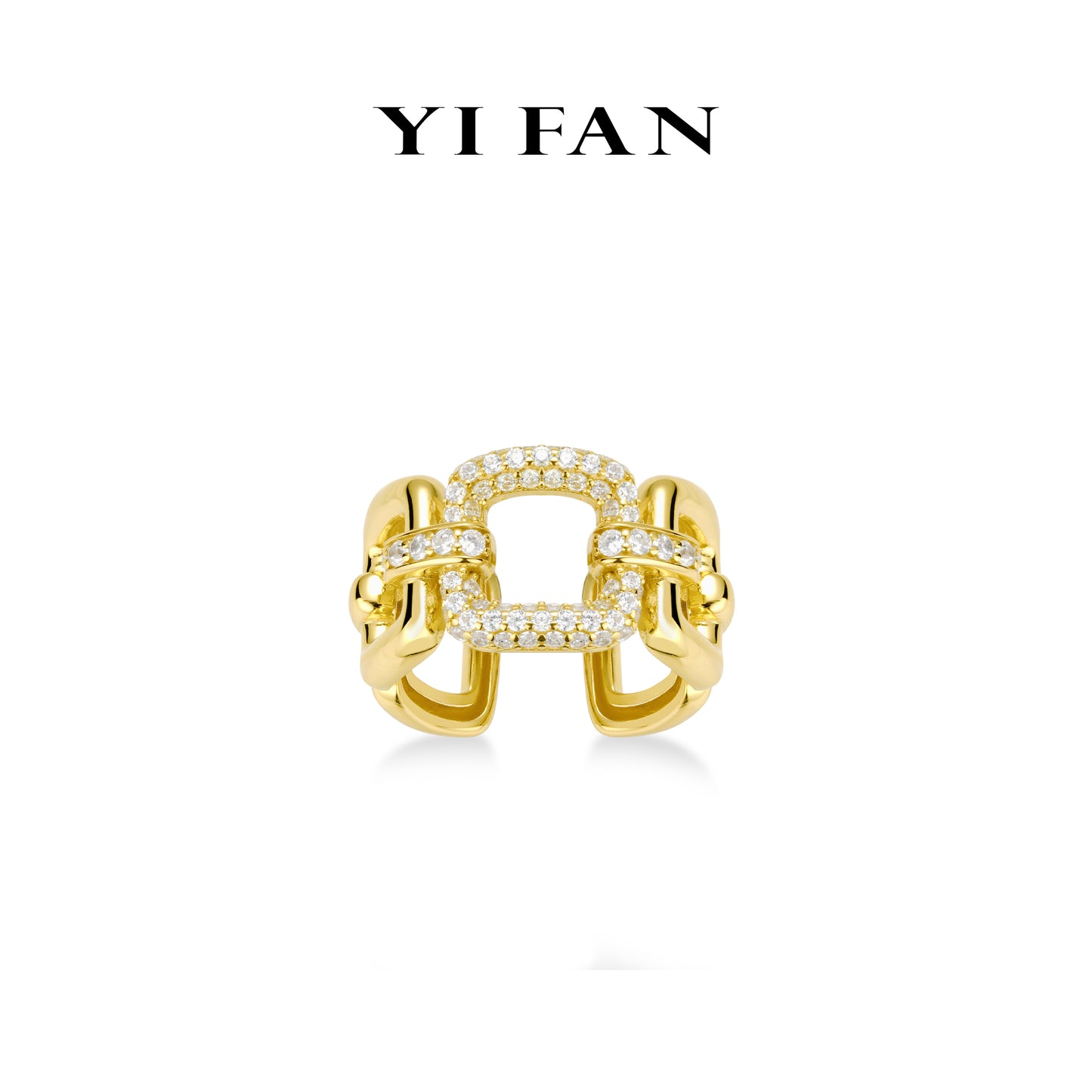 Golden time collection: Modern "Hollowed Loop by Loop" Wide Open Ring (Unisex)