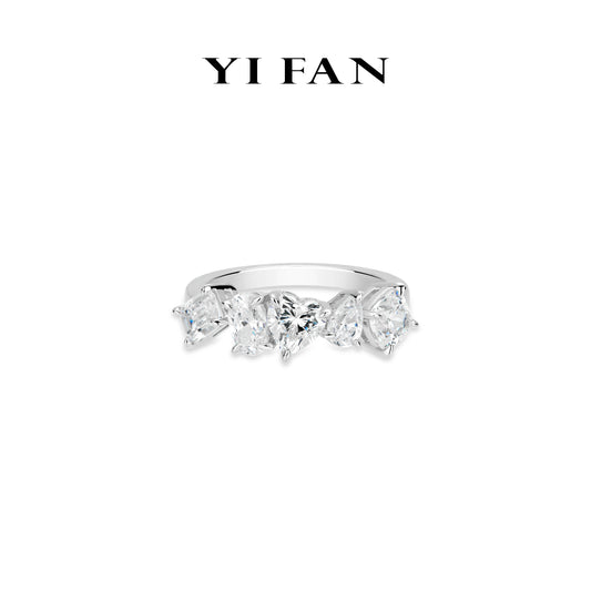 Pre-order Ethereal Sparkle Collection: Modern "Mixed-cuts Symphony” exquisite half-eternity Ring