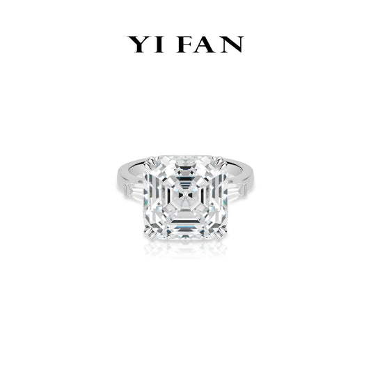 Pre-order Eternal Sparkle Collection: Luxury "Stellar Asscher-Cut” exquisite 3-stone Ring (Unisex)