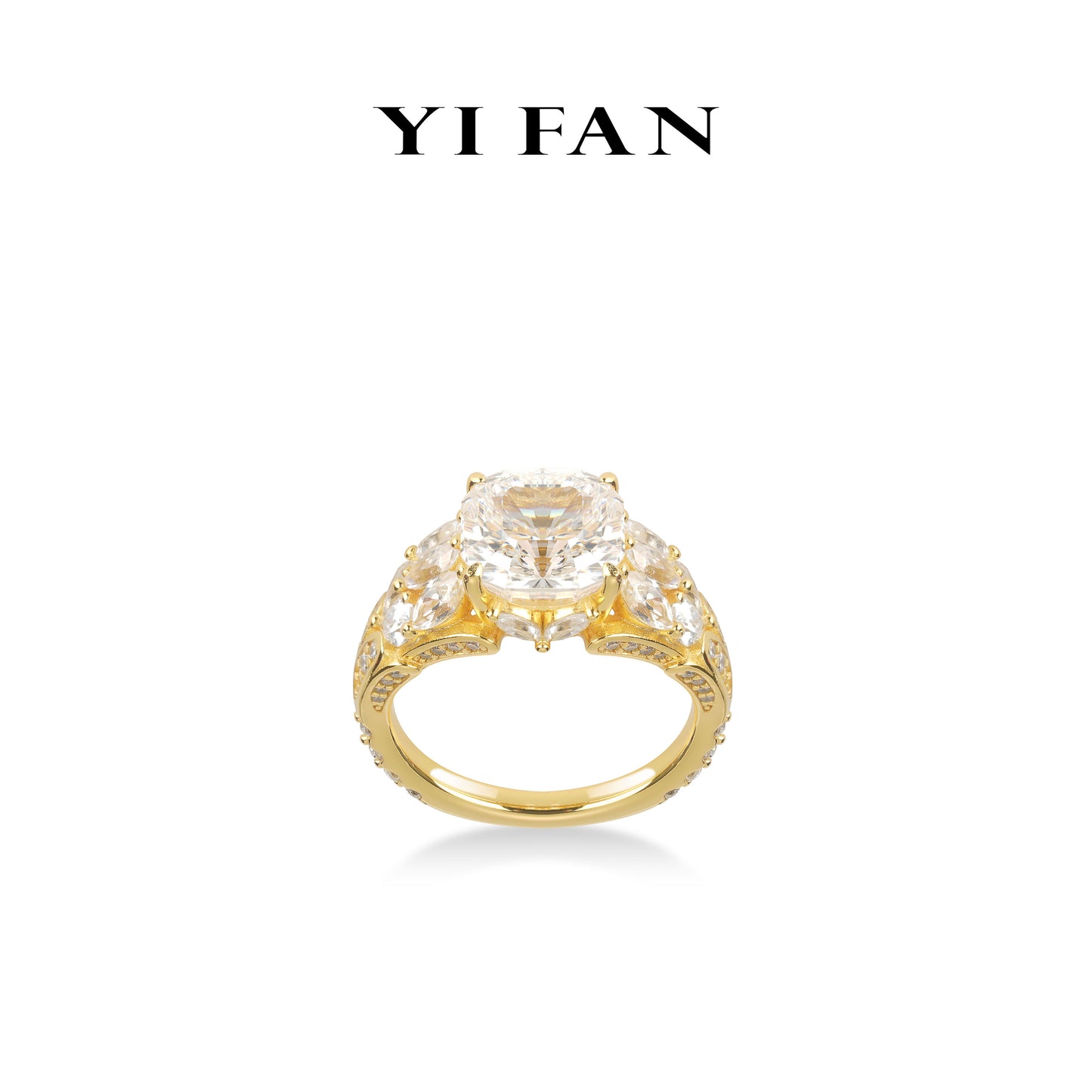 Golden time collection: Modern Icy "Unique Octagon Ray-cut" Ring