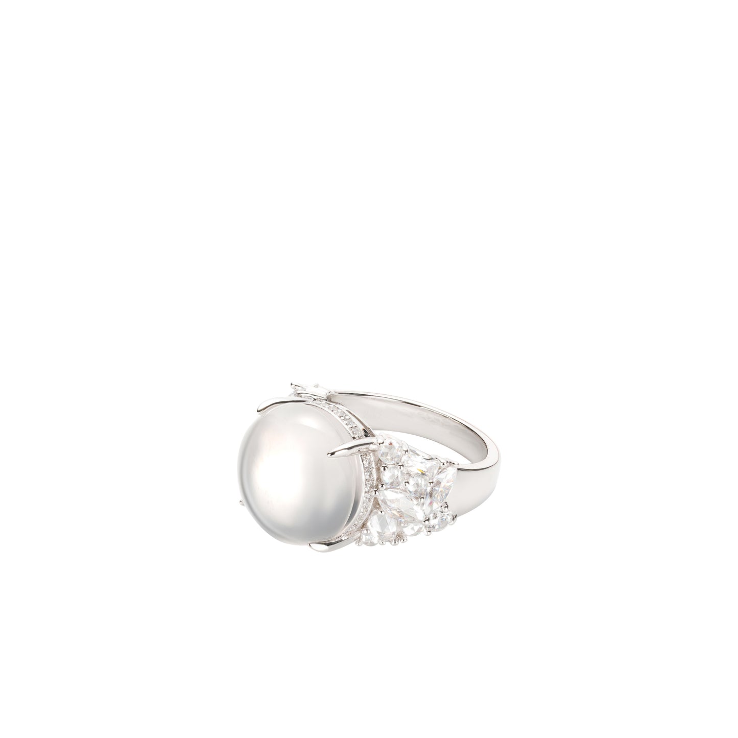 Icy Burmese Jade "legendary luminous pearl" modern Ring