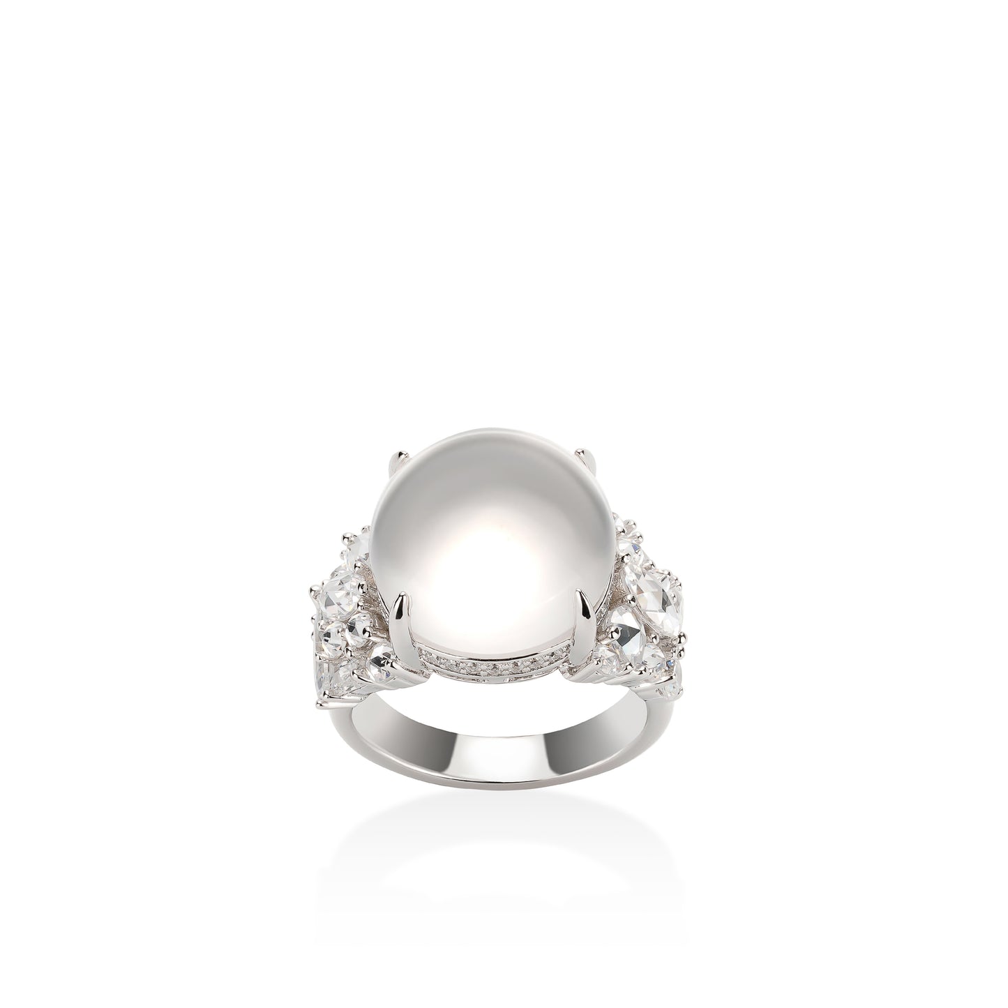Icy Burmese Jade "legendary luminous pearl" modern Ring