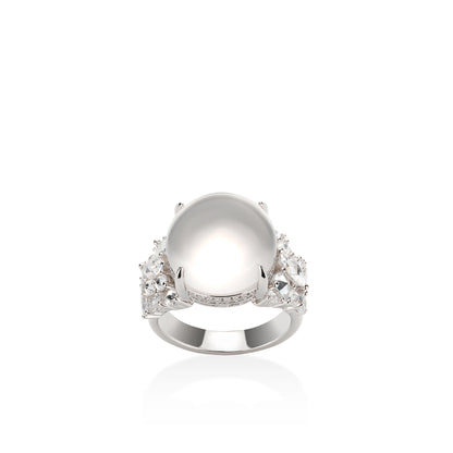 Icy Burmese Jade "legendary luminous pearl" modern Ring