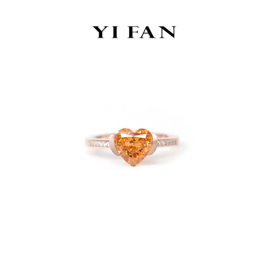 Padparadscha color collection: Modern "Beloved Heart" delicate Ring