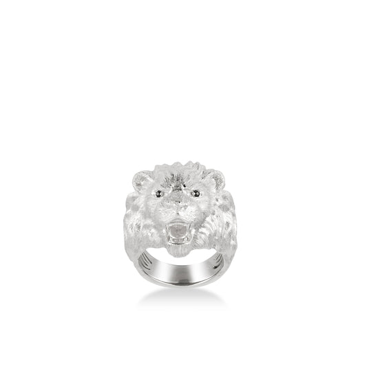 White Domineering Lion Ring