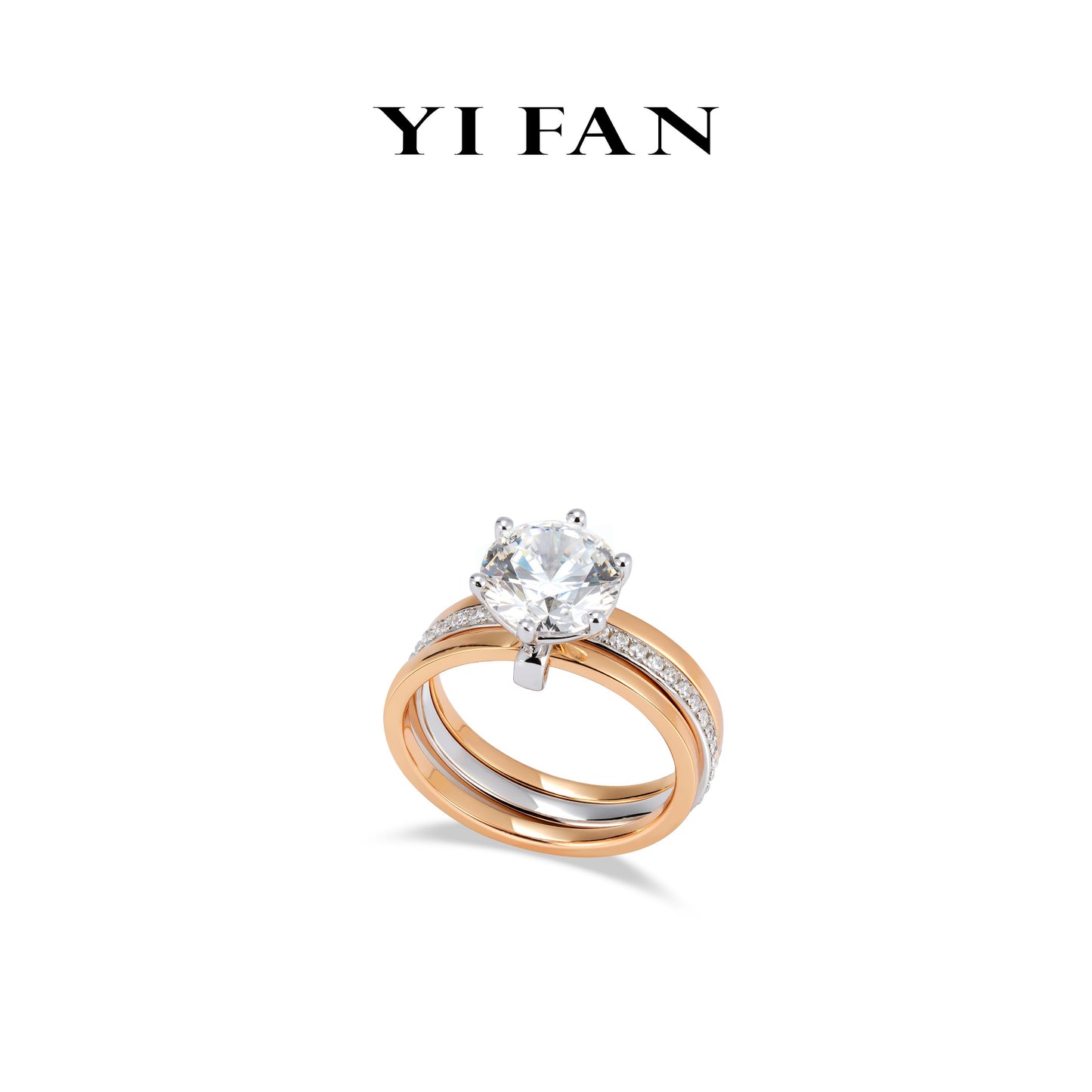 Customized design: Unique 3 bands Round brilliant cut Modern ring