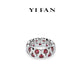 Ruby color collection: Modern "Red & White Refined Scholar" Wide eternity Ring