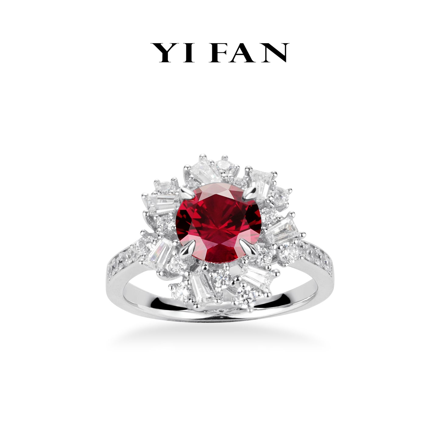 Welfare exclusive for Newyear 2025 Ruby color collection: Modern "Brilliant Sunflower" detailed Ring