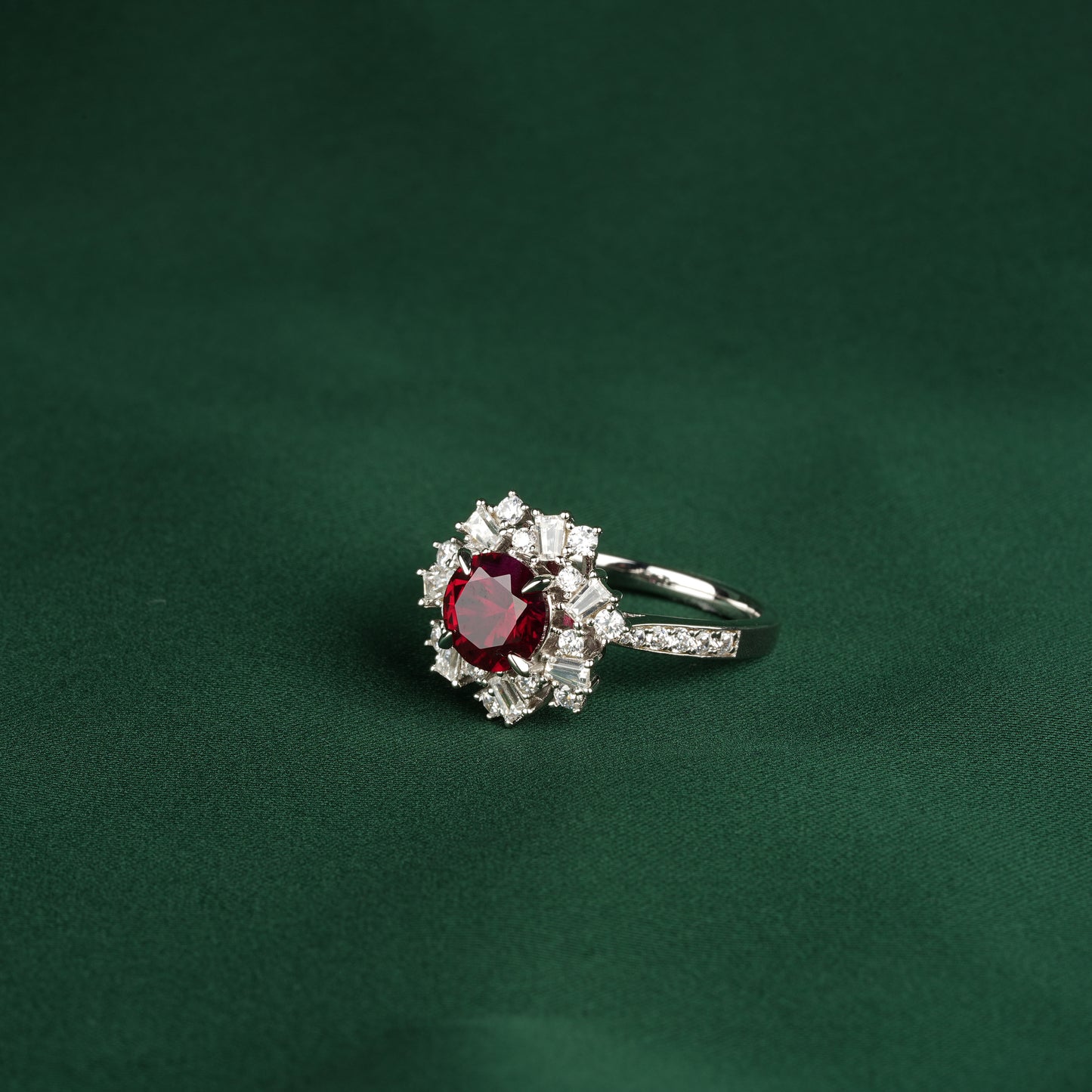 Welfare exclusive for Newyear 2025 Ruby color collection: Modern "Brilliant Sunflower" detailed Ring