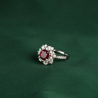 Welfare exclusive for Newyear 2025 Ruby color collection: Modern "Brilliant Sunflower" detailed Ring