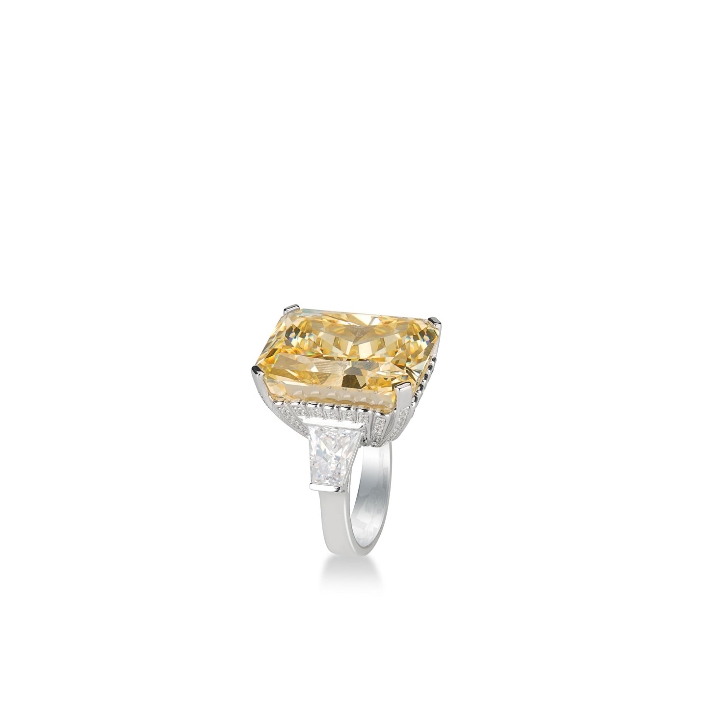 Bespoke customized design: Icy-cut fancy yellow diamond color ring (Solitair 70 carat)