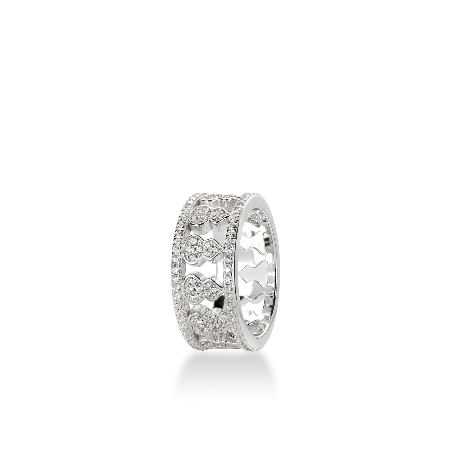 Christmas collection：White Lucky Bottle gourd "Hulu" wide band hollowed-out Ring