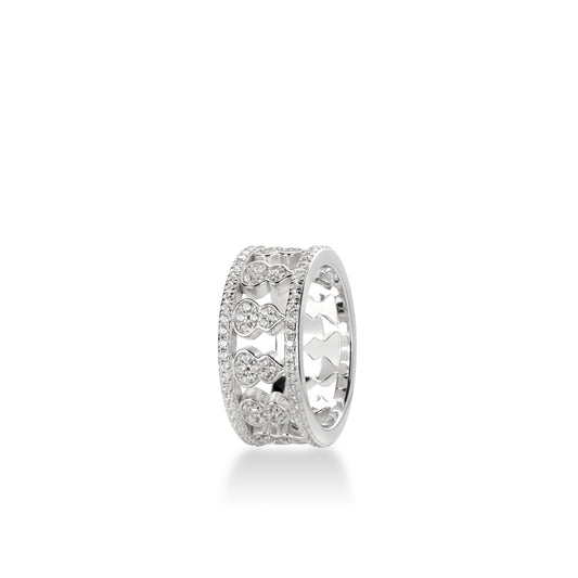 Christmas collection：White Lucky Bottle gourd "Hulu" wide band hollowed-out Ring