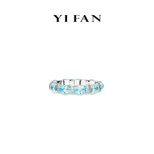 Aquamarine color collection: Modern "Blue Ocean Pebbles" eternity Ring band