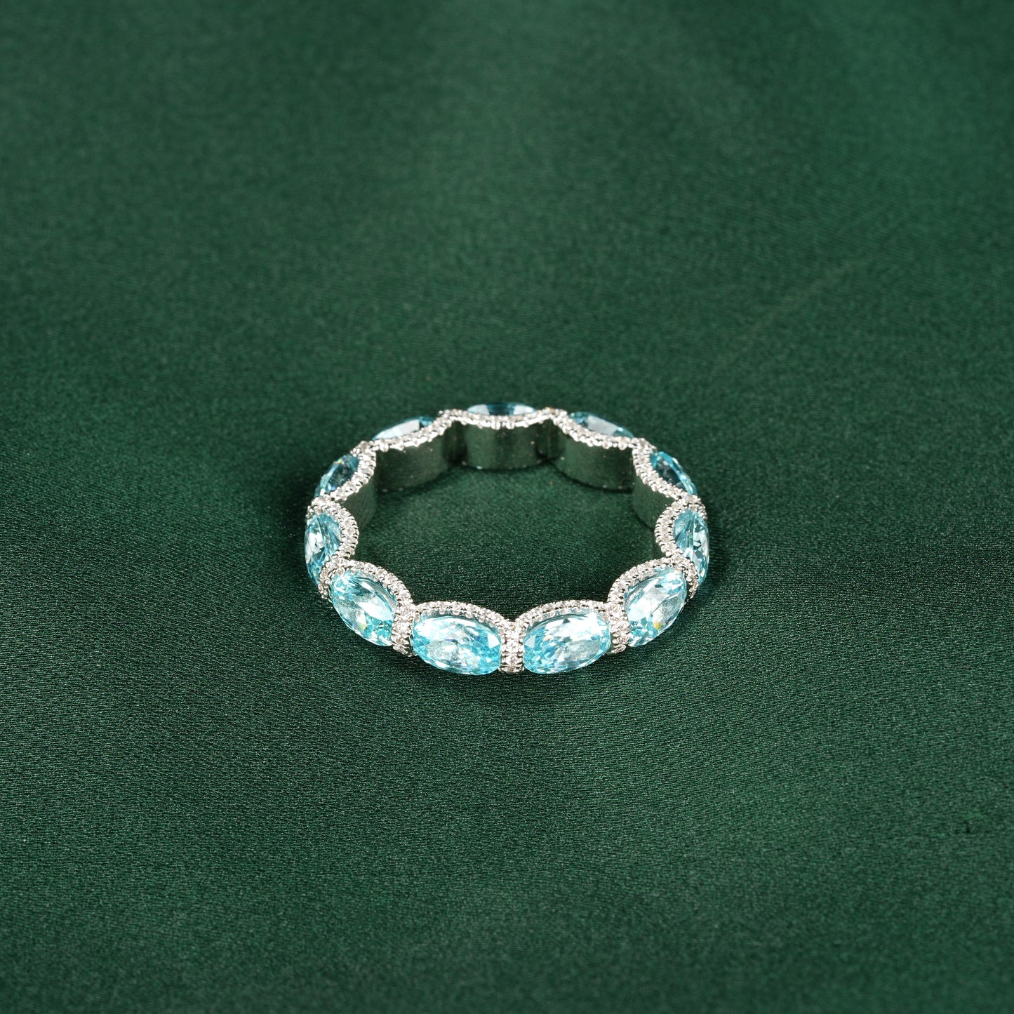 Aquamarine color collection: Modern "Blue Ocean Pebbles" eternity Ring band