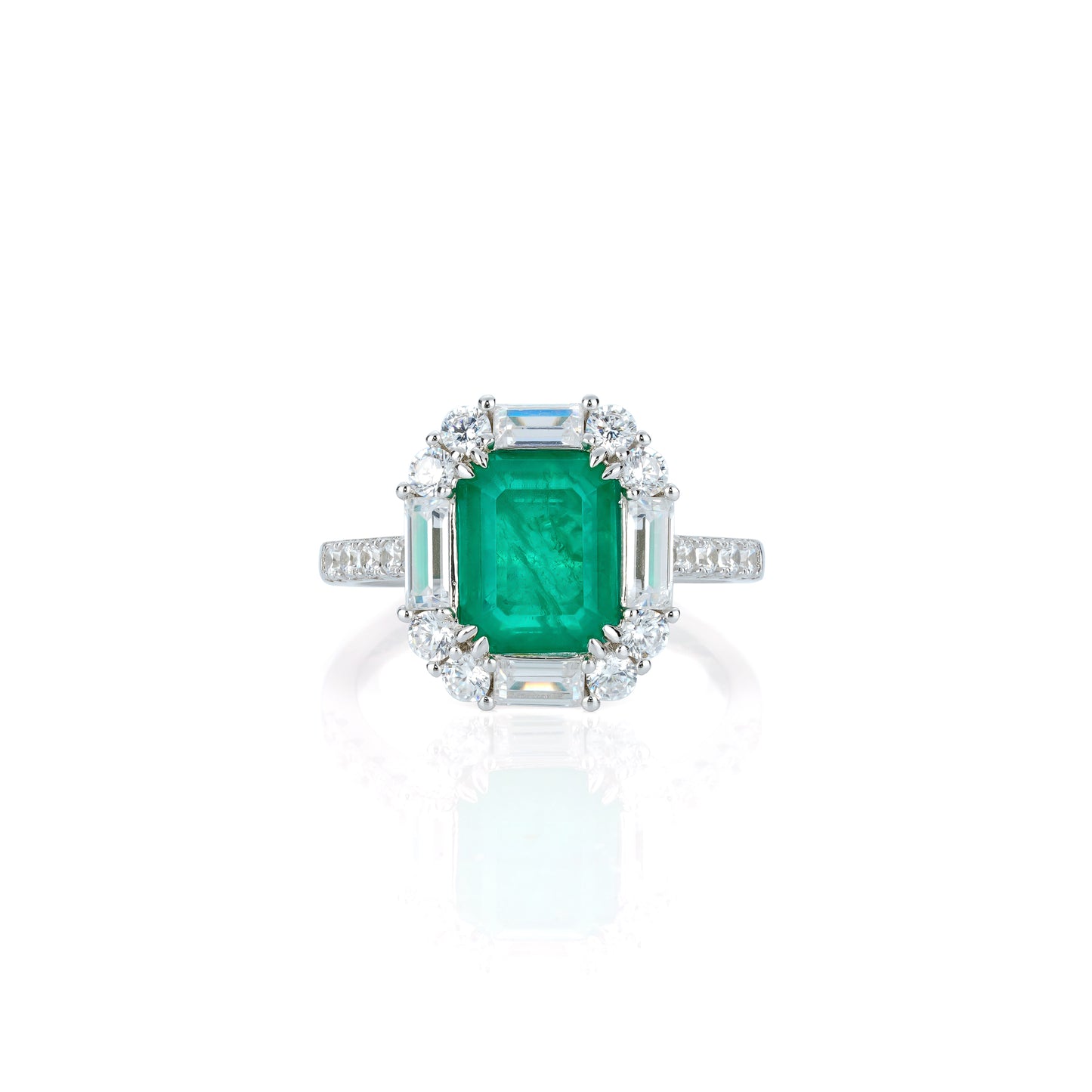 Synthetic Emerald collection: Classic 8 prong Ring