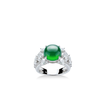Pre-order: Green jade detailed modern Ring