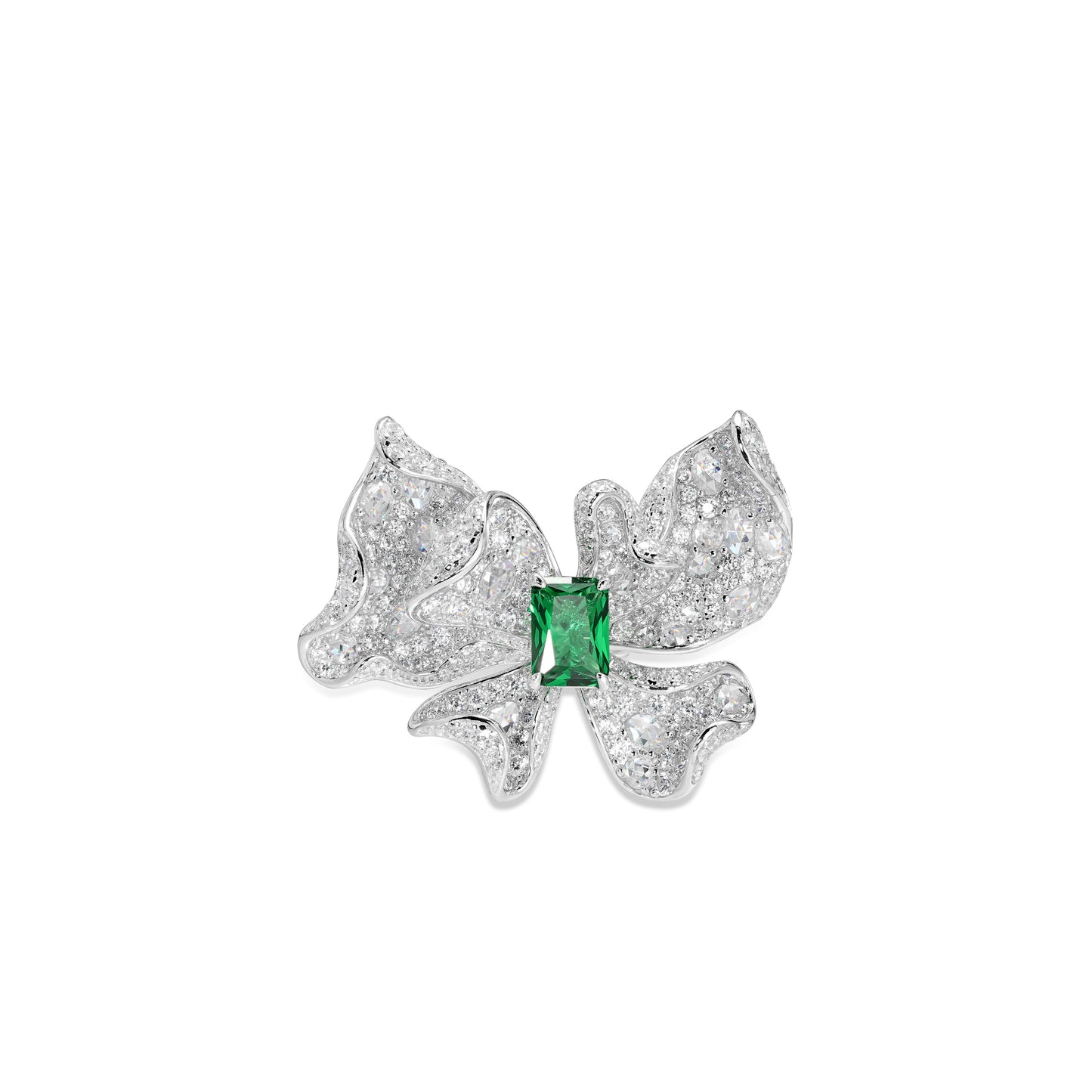 Synthetic Tsavorite collection: Apple green Artistic butterfly Ring