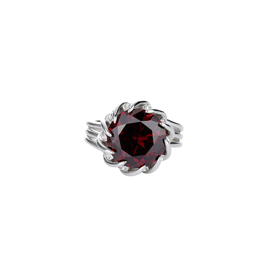 New year edition: Pigeon blood ruby color Lab created stones luxurious Lotus ring