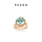 Paraíba Color collection: Luxury "Mint-Blue Rose Lotus" detailed Ring