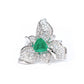 Synthetic Emerald collection: Triangle Three petals detailed Open Ring