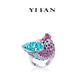 High Jewelry collection: Luxury “Rainbow Parrot with a drop of Blue Sea” detailed Ring