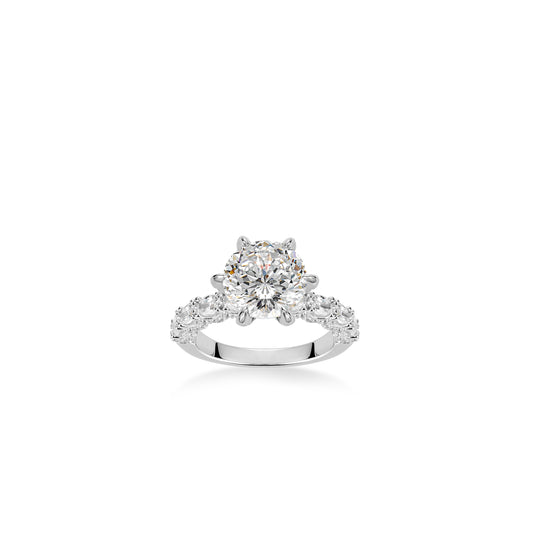 Wedding collection: Firework-cut detailed Solitaire Engagement/Wedding Ring.（5 carat)