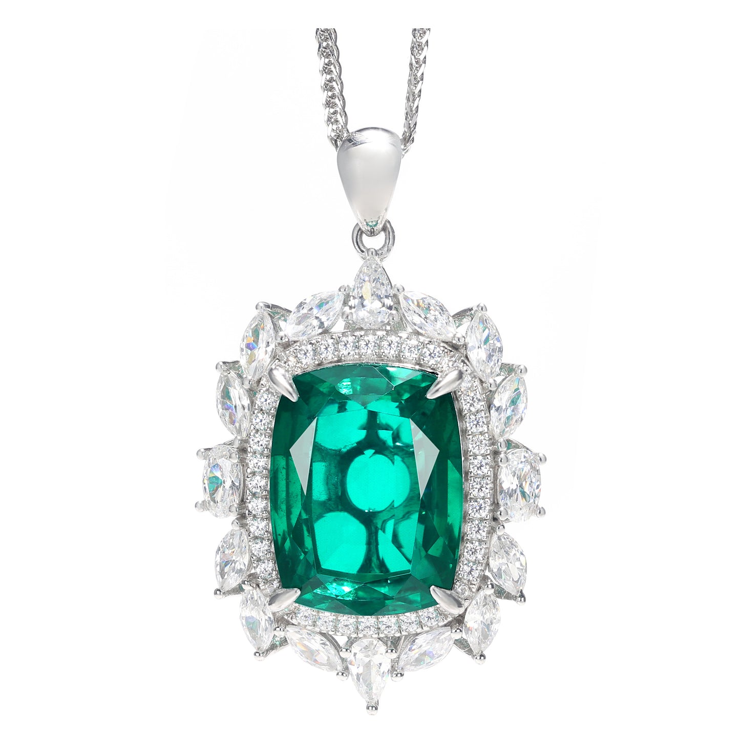 Synthetic Emerald collection: Mixed cuts Lace Pendant Necklace