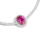 Micro-setting dark oval Pink diamond color Lab created stones Romantic Luxury Tennis chain collar necklace, sterling silver