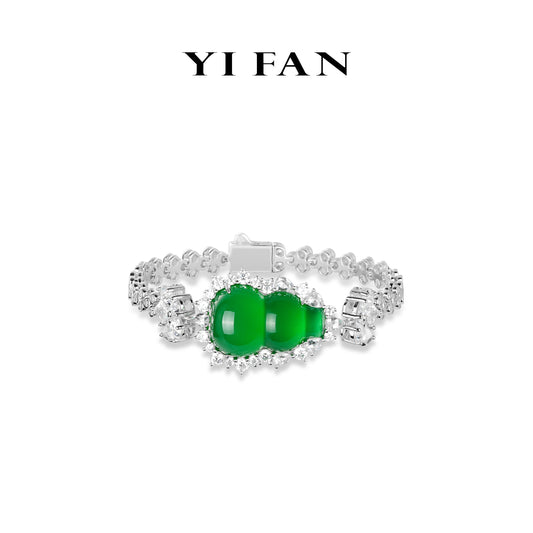 High Jewelry collection: Green Jade modern bottle gourd "Big Hulu" Tennis bracelet