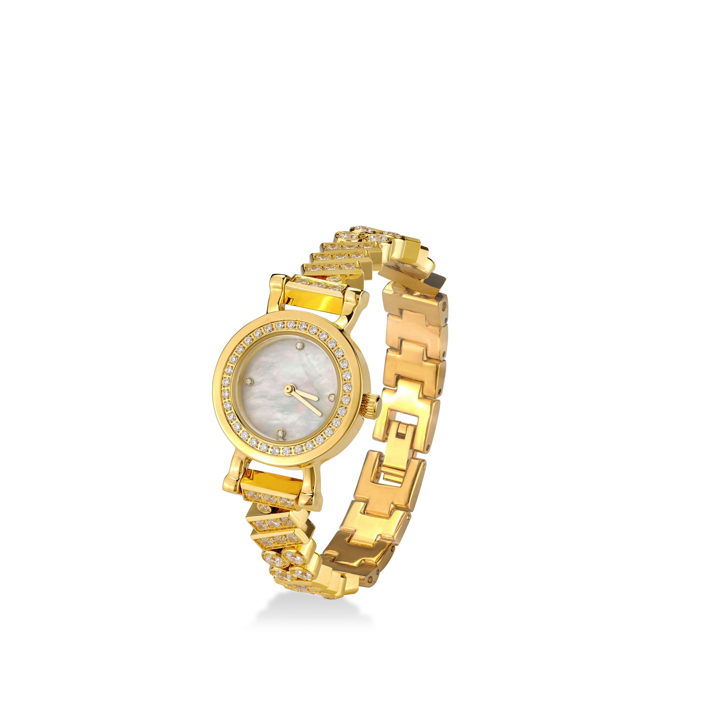 Golden time High Jewelry collection: Luxury White Shell Watch Tennis Bracelet