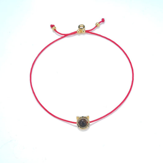 Welfare Exclusive: Modern Tiger-Eye bead "Kitty" Red Line Bracelet