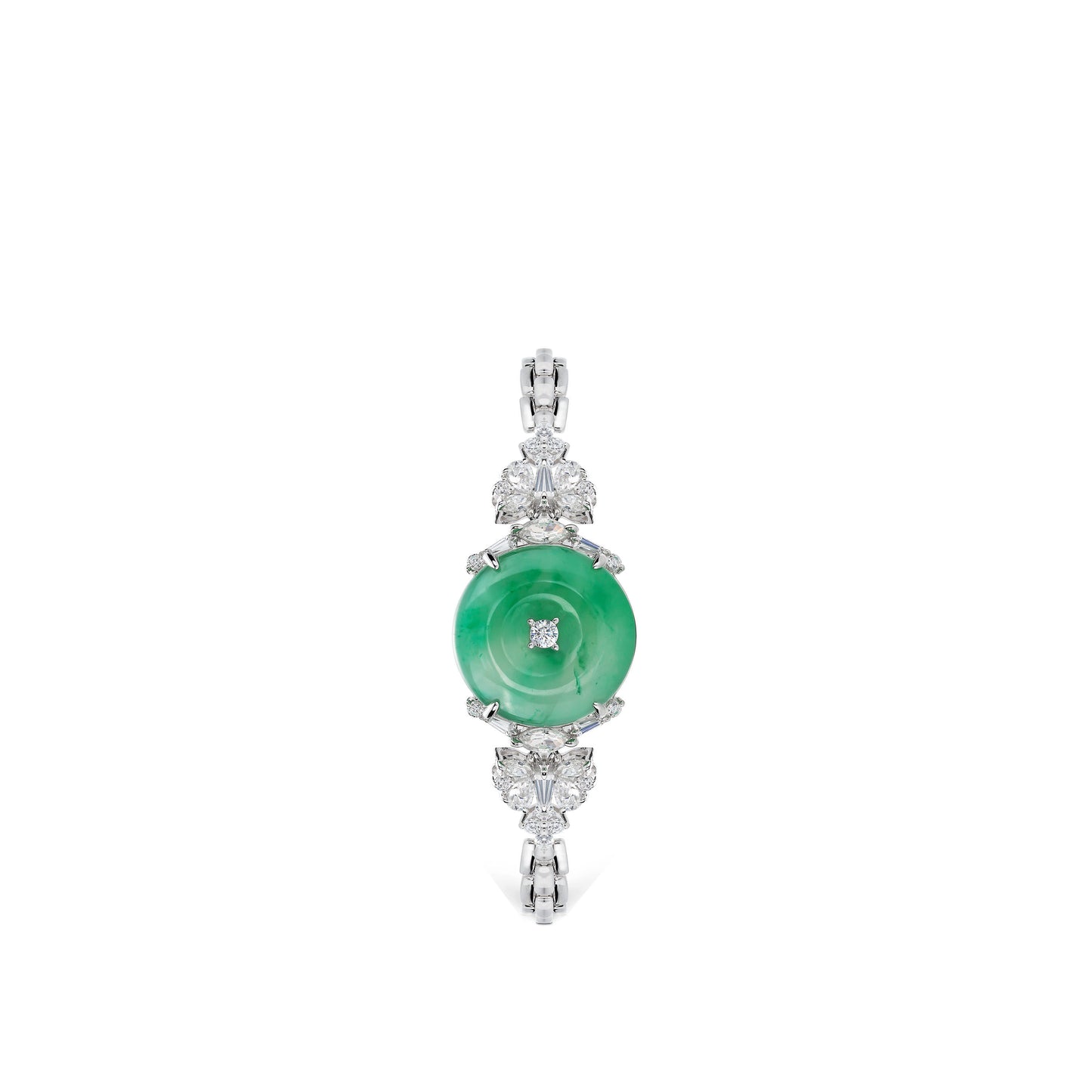 High Jewelry Limited Edition: Premium Green Blossom Jade Amulet "Ping An Kou" Modern Tennis bracelet