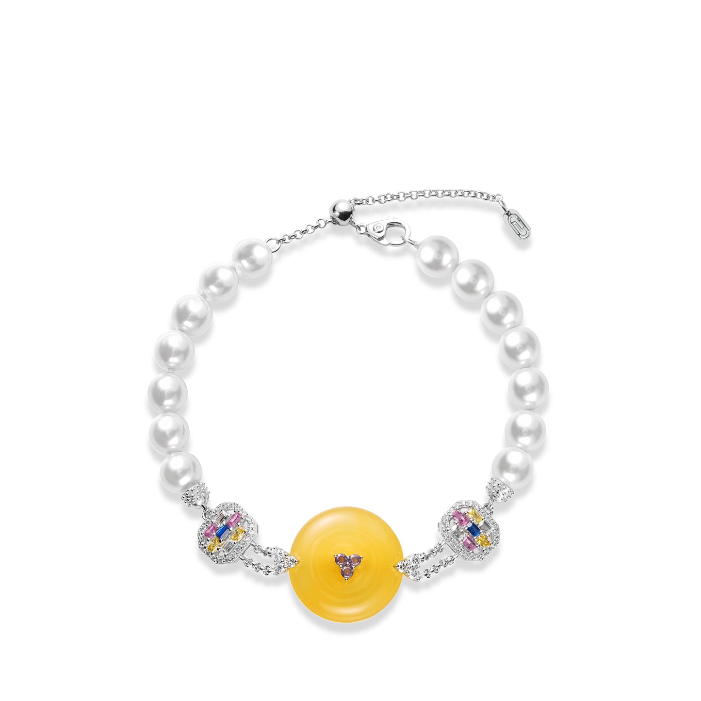 Pre-order High Jewelry collection: Premium Yellow Jade "Colourful Amulet" Modern Bracelet with extension