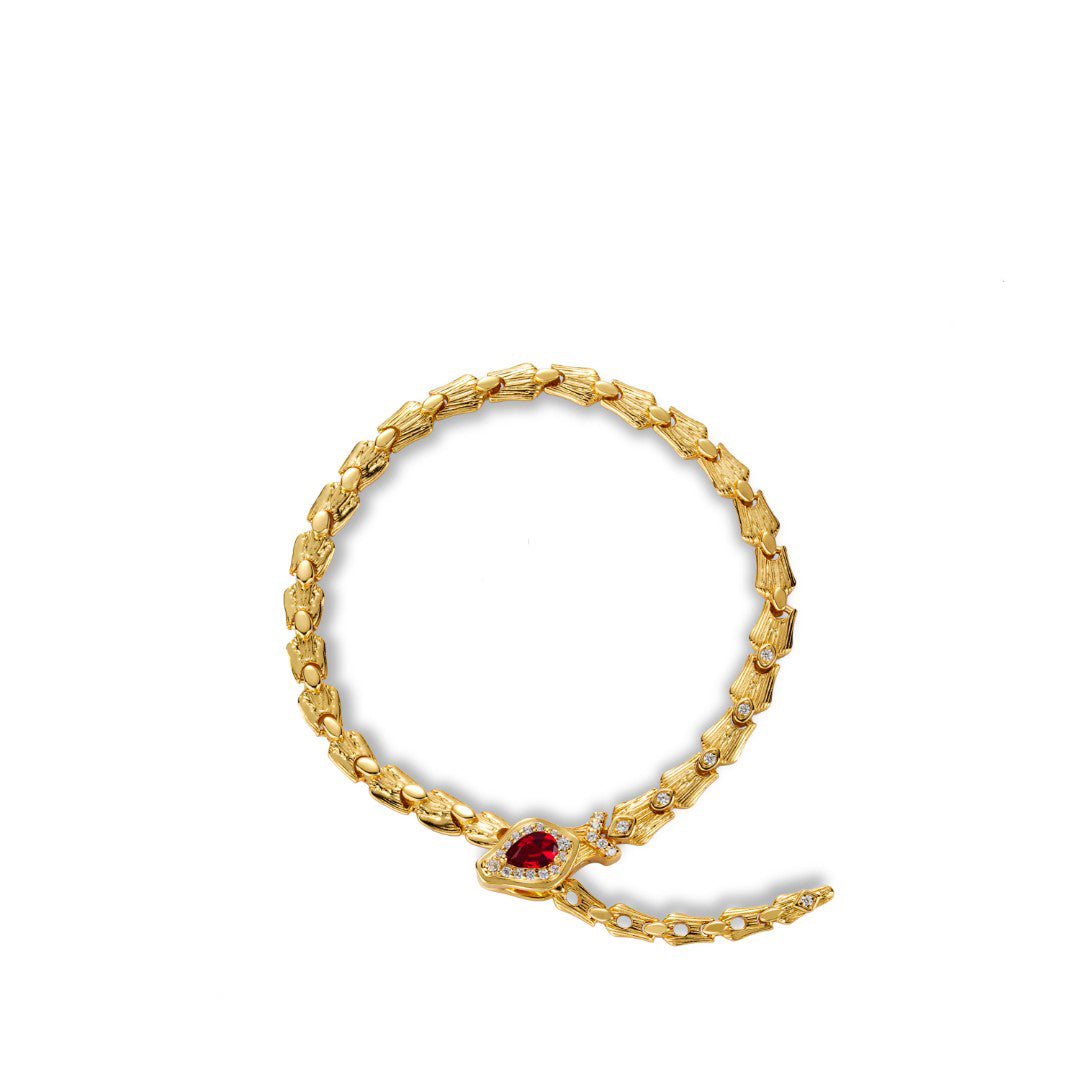 Golden time collection: Modern "Red Wine droplet" Spiritual Snake Bracelet