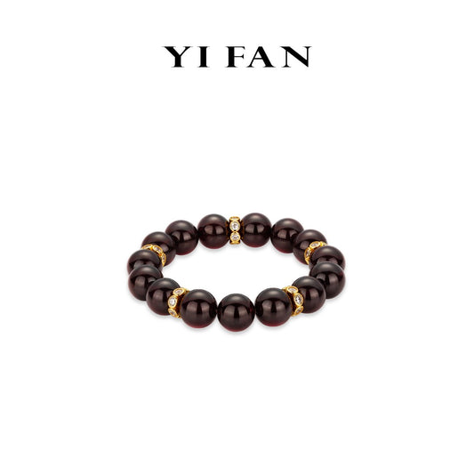 Pre-order High Jewelry collection:"Ziyawu Treasure beads" Elastic Bracelet in Chestnut Red Color (Unisex)