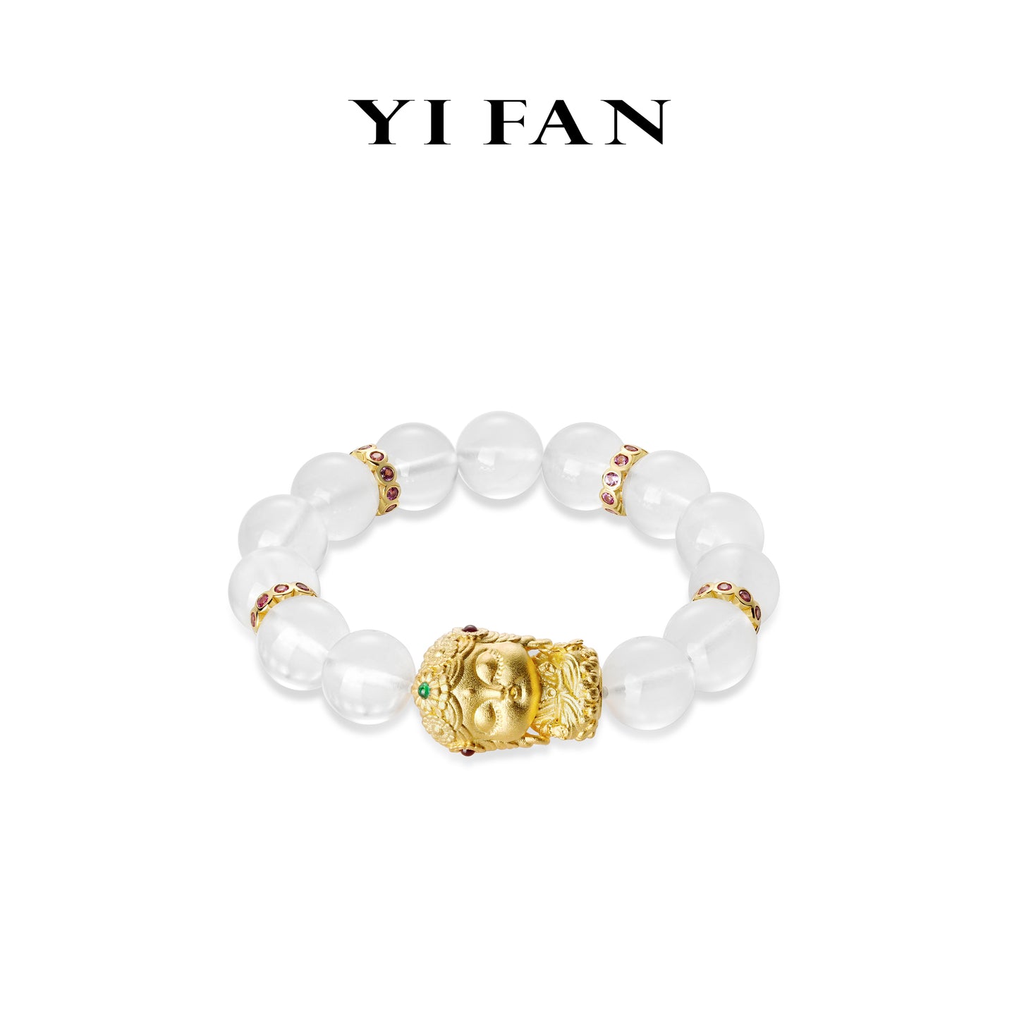 Pre-order High Jewelry collection: Premium Icy jade "Golden Green Tara" Modern detailed Beaded Bracelet