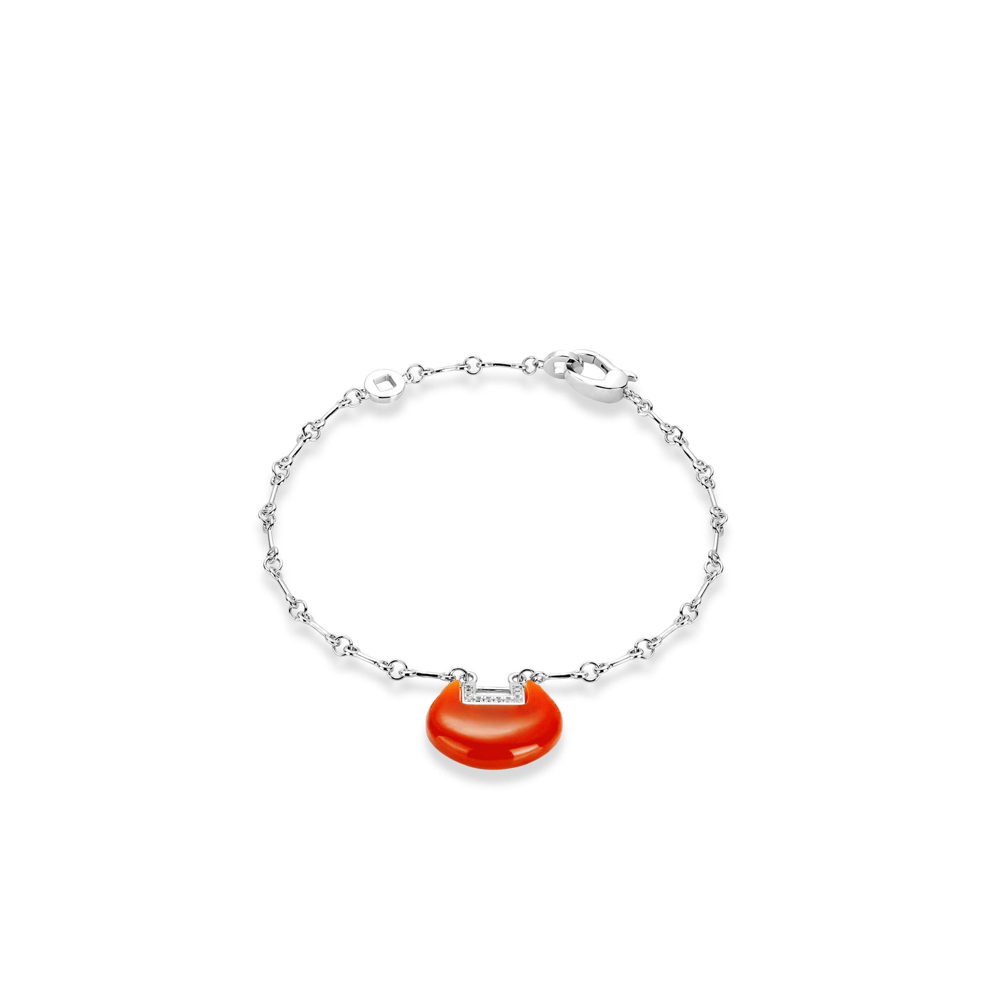 Red Agate Collection: Hand-carved "Good Luck Ruyi" Unique Chain Bracelet (Adjustable with extension)