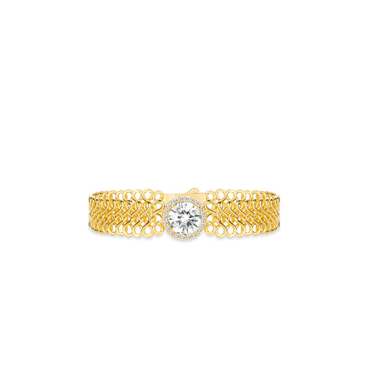 Golden time collection: Brilliant “Woven Interlocking” wide Bracelet