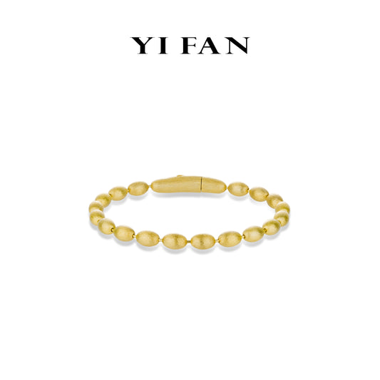 Golden time collection: Modern “Brushed Lucky Beans” detailed Bracelet with unique clasp (Unisex)