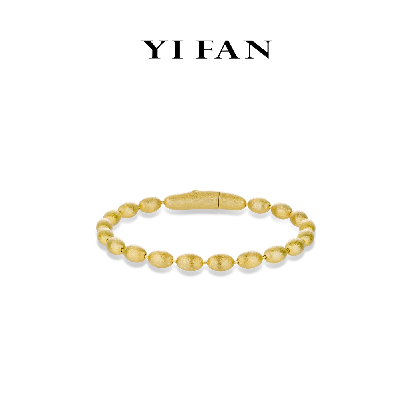 Golden time collection: Modern “Brushed Lucky Beans” detailed Bracelet with unique clasp (Unisex)