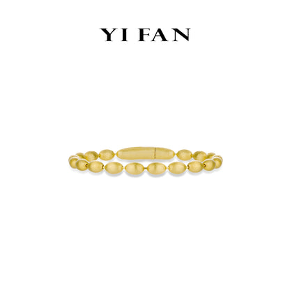 Golden time collection: Modern “Brushed Lucky Beans” detailed Bracelet with unique clasp (Unisex)