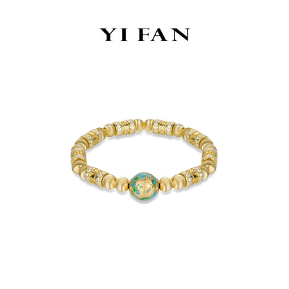 High Jewelry collection: Luxury carved "Golden Blue brushed Dragon Ball" versatile Bracelet (Unisex)